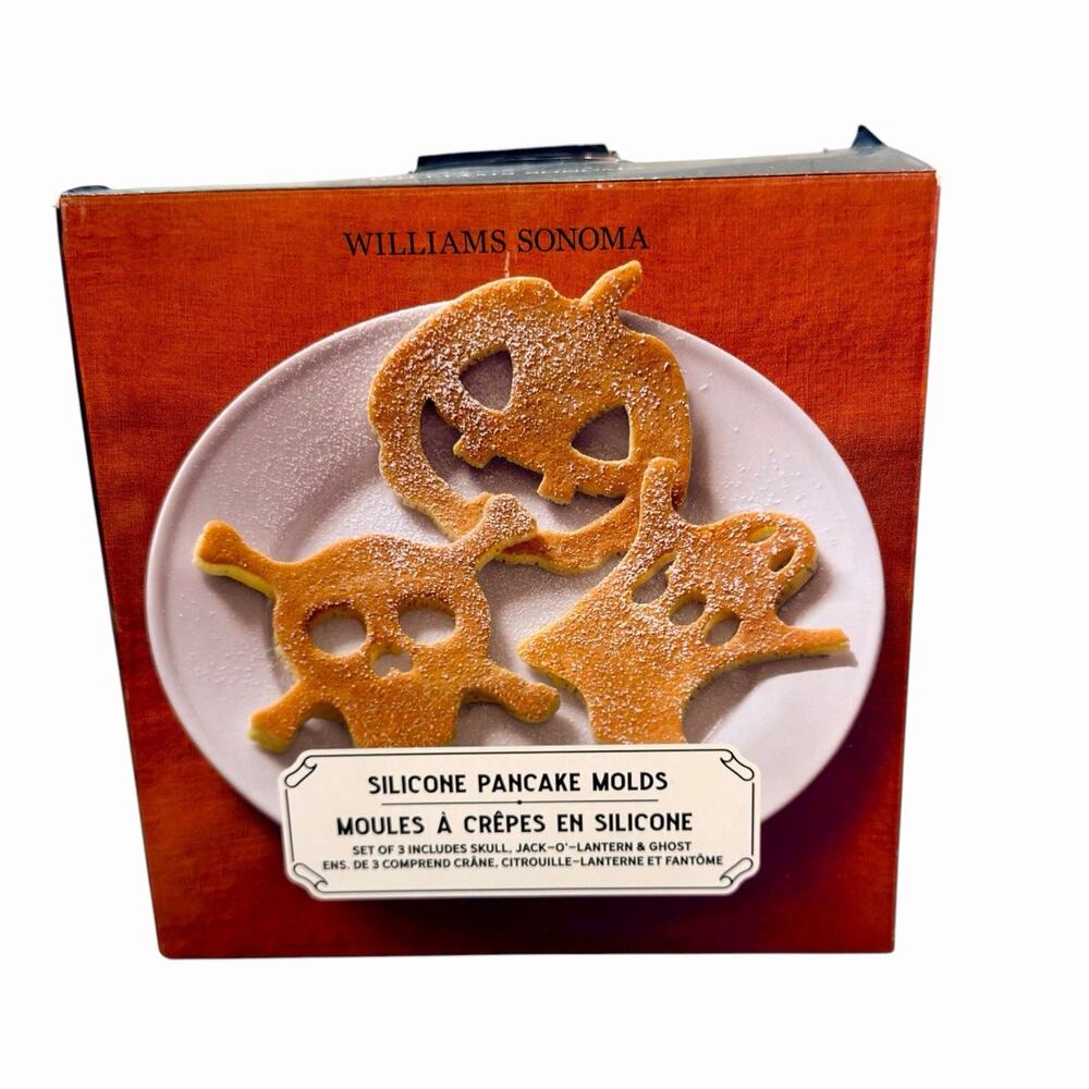 Williams Sonoma Halloween Silicone Pancake Mold Set of 3 New Pumpkin Ghost Skull